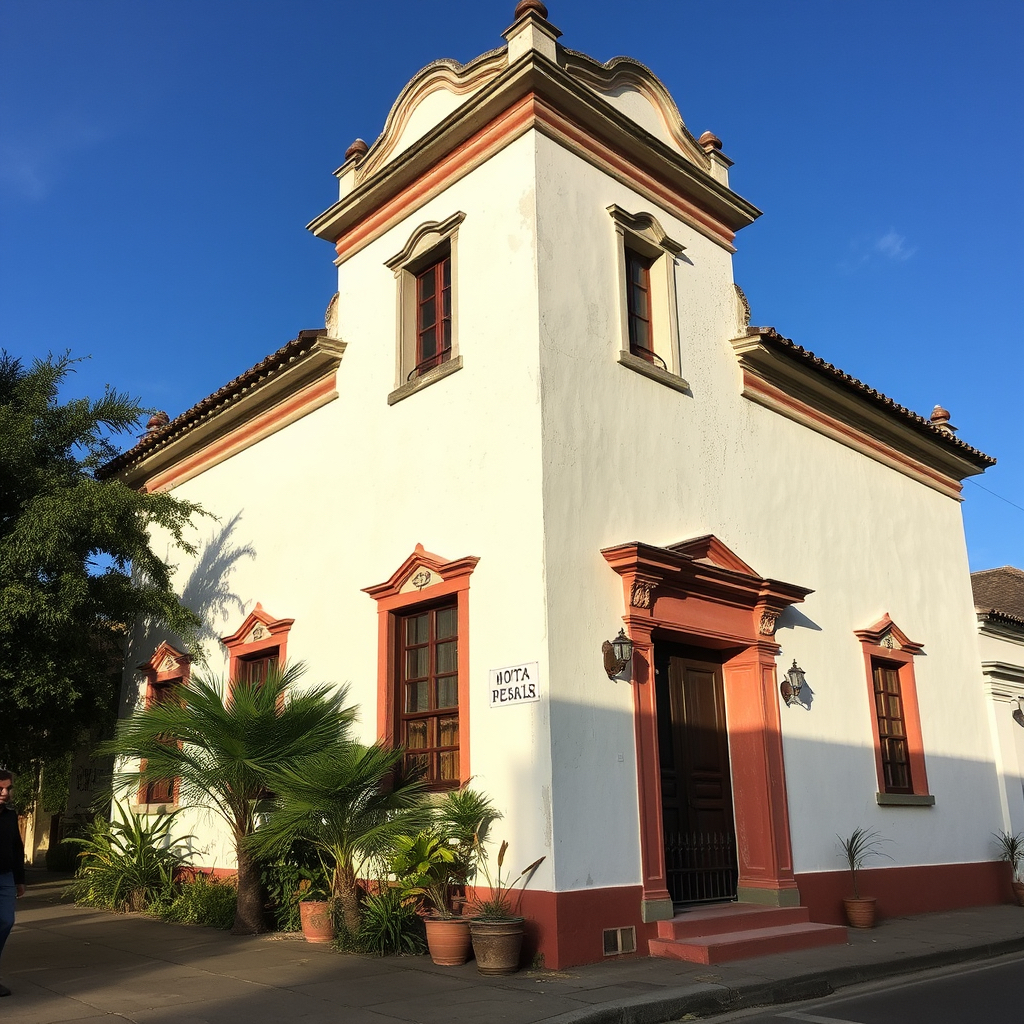 casa colonial en Antigua Guatemala con fachada blanca y detalles en rojo tradicional